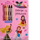 Disney. Printese. Coloram cu printesele. Carte de colorat cu 4 creioane cerate