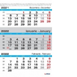 Calendar perete A3, lucios, triptic, 3 luni/coala 2022