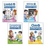 Set 4 caiete, A4 grupa mare 5-6 ani: 1. Domeniul Om si Societate; 2. Domeniul Stiinte: Cunoasterea mediului; 3. Domeniul Stiinte: Matematica; 4. Domeniul Limba si Comunicare