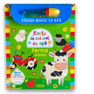 Ferma vesela. Carte de colorat cu apa. Stiloul magic cu apa