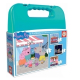 Valiza Peppa Pig, cu 4 puzzle-uri progresive 6-9-12-16 piese