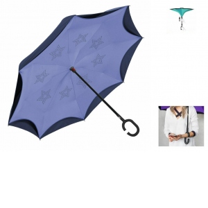 Umbrela ploaie reversibila uni cu maner C, culoare mov