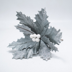 Ornament brad Craciunita Gri, 17x16x15 cm