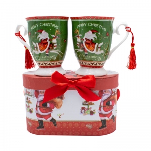 Set 2 cani Merry Christmas, Portelan, 300 ml