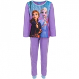 Pijamale pentru fete cu imprimeu Frozen Elsa & Anna din bumbac organic, mov, 4 ani