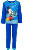 Pijamale pentru baieti cu imprimeu Mickey Mouse, din bumbac organic, albastru, 6 ani