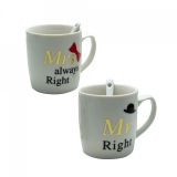 Set 2 cani Mr&Mrs Right, Portelan, 150 ml