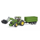 Bruder - Tractor John Deere 7930 Cu Incarcator Frontal Si Remorca Basculanta Pe Osie