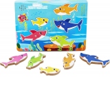 Baby Shark puzzle din lemn muzical, 5 piese