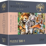 Puzzle Trefl din lemn 500+1 piese Felinele din jungla