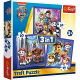 Puzzle Trefl 3in1 Patrula Catelusilor - Gata de actiune