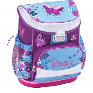 Ghiozdan neechipat Mini-Fit, dimensiune 36 x 28 x 19 cm, motiv Jeans Butterfly