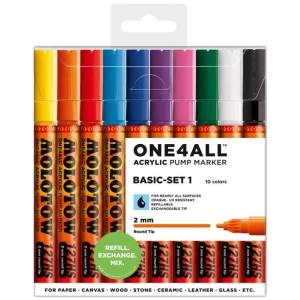 Marker acrilic One4All 127HS portofel Basic Set 1 (10 bucati)