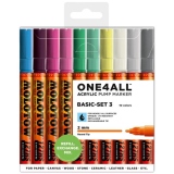 Marker acrilic One4All 127HS 2mm portofel Basic Set 3 (10 bucati)