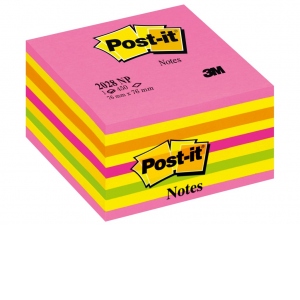 Cub Notes adeziv Post-it Neon 76, Roz/Galben