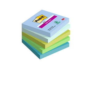 Notes adeziv Super Sticky 76 x 76 mm, 90 file x 5 culori asortate, Post-It