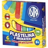 Plastilina Astra cu sclipici, 6 culori