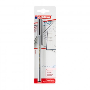 Fineliner Edding 55, corp rotund, varf 0.3 mm, negru, blister