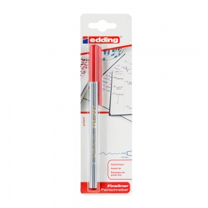 Fineliner Edding 55, corp rotund, varf 0.3 mm, rosu, blister