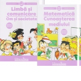 Set doua carti, A4, grupa mijlocie 4-5 ani - Limba si comunicare - om si societate; Matematica - Cunoasterea mediului