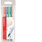 Fineliner Stabilo PointMax, varf 0.8 mm, set 4 culori pastelate, blister