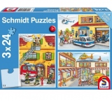 Puzzle 3 x 24 piese - Pompierii si politia