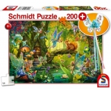 Puzzle Schmidt: Zane in padure, 200 piese + Cadou: bagheta magica