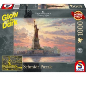 Puzzle Schmidt: Thomas Kinkade - Glow in the Dark - Statuia Libertatii, Fosforescent, 1000 piese
