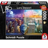 Puzzle Schmidt: Lars Stewart - Night and Day: New York, 1000 piese