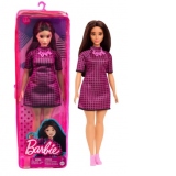 Papusa barbie fashionista satena cu rochie mov