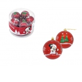 Set 10 globuri brad Craciun Mickey Mouse rosii 6 cm