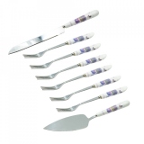 Set tacamuri tort Lavender, Charisma, Metal&Portelan, 8 piese