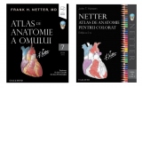 Pachet Netter editia a 7-a (2 carti): 1. Netter - Atlas de anatomie a omului editia a 7-a; 2. Netter Atlas de anatomie pentru colorat (editia a doua)