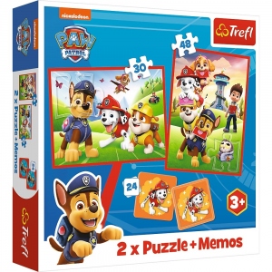 Puzzle Trefl 2in1 Memo Patrula Catelusilor Echipa in Actiune