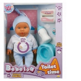 Papusa bebelus Bebelou, Dollzn More, Toilet Time, 35 cm, albastru