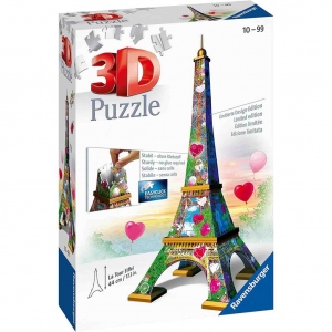 Puzzle 3D Turnul Eiffel Cu Inimioare, 216 Piese