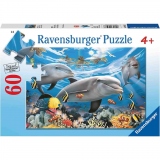 Puzzle Delfini Zambitori, 60 Piese