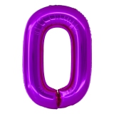 Balon folie Cifra zero, 100 cm, roz magenta