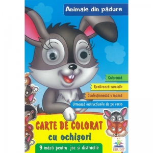 Animale din padure. Carte de colorat cu ochisori