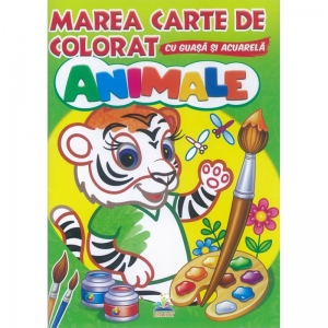 Marea carte de colorat cu guasa si acuarela. Animale