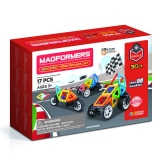 Joc magnetic de constructie Magformers Amazing Transform Wheels Set - Vehicule, 17 piese