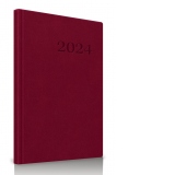 Agenda datata saptamanala 2024, format A4, 128 pagini, culoare bordo