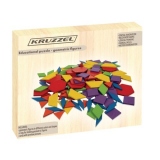 Puzzle educational cu figuri geometrice din lemn, multicolor