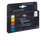 Marker pentru textile Opak Kreul, varf mediu, 5 buc/set