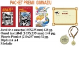 Pachet premii pentru gimnaziu, varianta 1 (Jocul de-a vacanta + Omul invizibil + 200 Intrebari si raspunsuri despre Planeta Pamant + Diploma + Medalie)