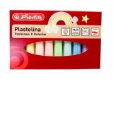 Plastilina, set 8 culori pastel, in cutie de carton