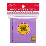 Bloc notes adeziv 76x76 mm, mov neon DACO (Post-it)