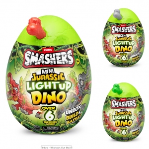 Smashers. Mini Ou surpriza cu peste 6 accesorii, Dino Jurassic Light-Up