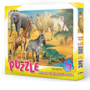 Puzzle 30 piese. Animale din tinuturile calde