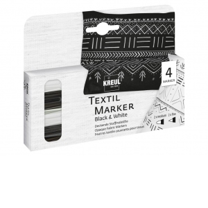 Markere pentru textile Opak Black&White Kreul, 4 buc/set